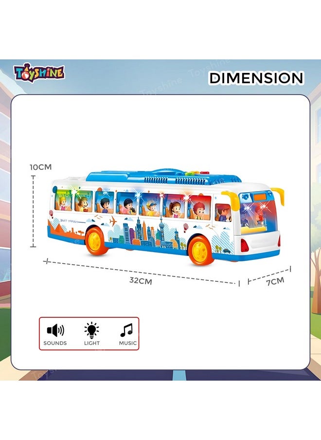 Toyshine Friction Powered Bus Toy with Music and Lights Smooth Push and Go Pretend Play Toy Great Gift for Kids 3+ Years