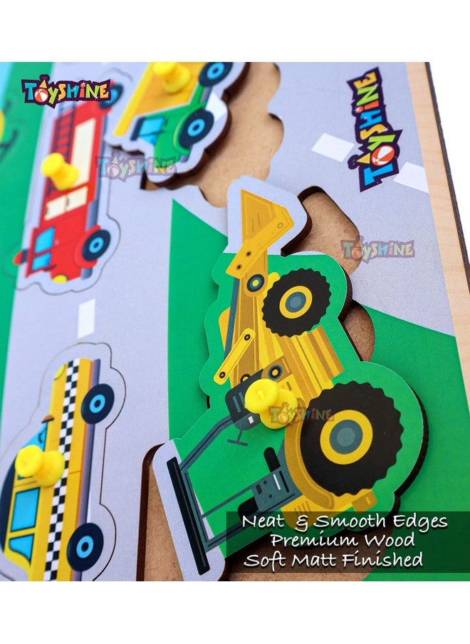 Toyshine Wooden Puzzles Pick and Fix Game Toy for 2-3 Year, Vehicle Theme-(D-Lite)