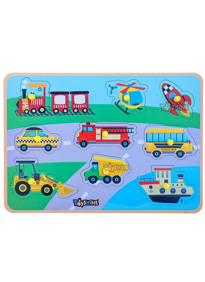 Toyshine Wooden Puzzles Pick and Fix Game Toy for 2-3 Year, Vehicle Theme-(D-Lite)