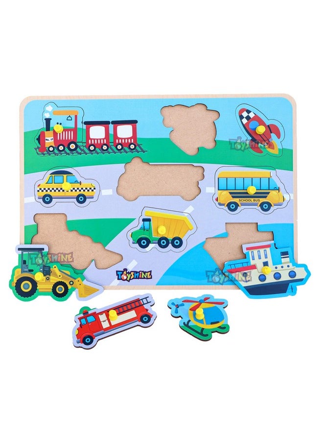 Toyshine Wooden Puzzles Pick and Fix Game Toy for 2-3 Year, Vehicle Theme-(D-Lite)