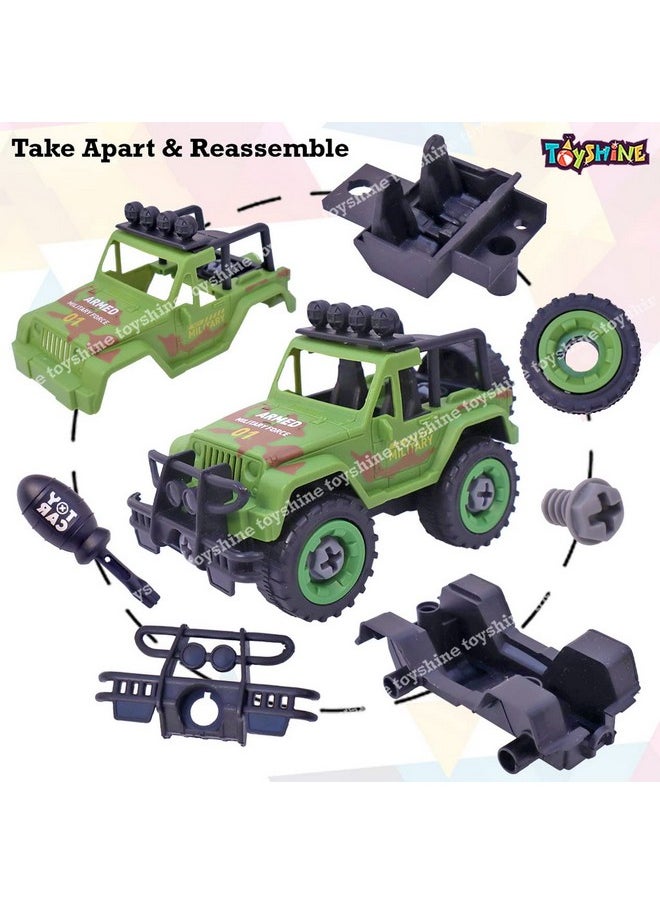 Toyshine Pack of 4 Take Apart DIY Military Army Car Toy, Kids STEM Sand Toys for Toddlers, Birthday Gifts for Boys Girls Kids 2 3 4 5 6 Year Old