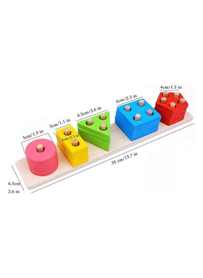 NEW PINCH Sorting & Stacking Toy Geometrical Shapes Stacker 5 Shape Sorter Toys for Kids Toddlers Best Birthday Return Gift for Kids (Multicolor)