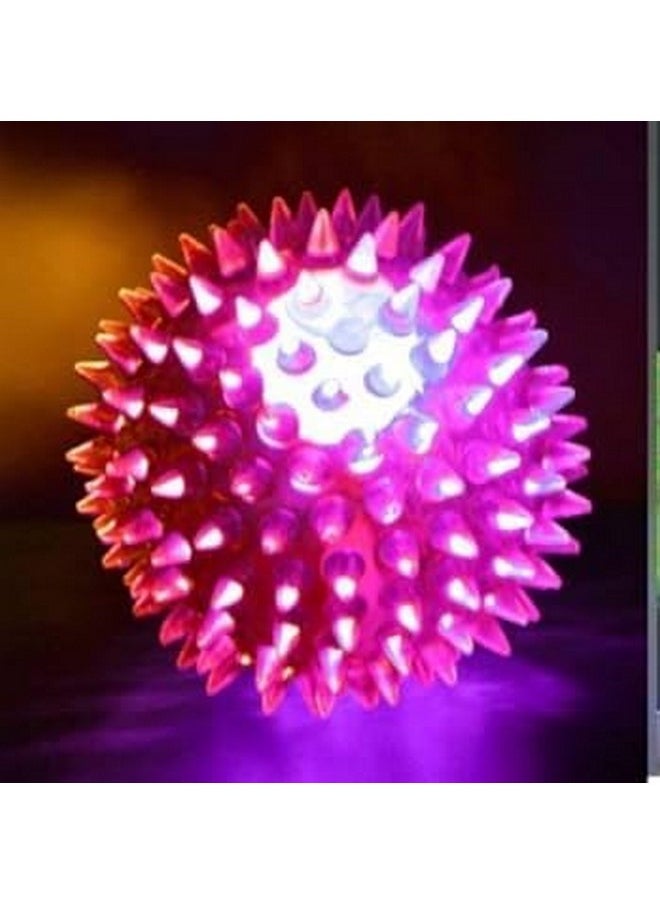 INAAYA Flashing Bouncing Sound Ball Colourful Playing Ball Toy for Pets Spiky Light Up Toy for Kids, Boys and Girls (Multicolour) (Set of 6)
