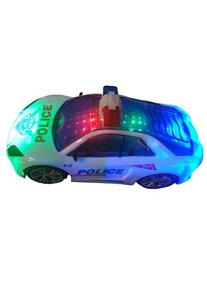 New Pinch Bump and Go 3D Lights Police Car with Sound and Revolving Wheels - (Multicolor) for Boys & Girls Best Birthday Return Gift for Kids