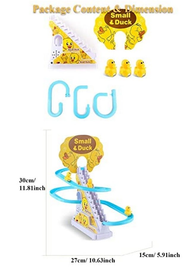 Crusty Duck Slide Toy Set, Funny Automatic Stair-Climbing Ducklings Cartoon Race Track Set Little Lovely Slide Toy Escalator with Lights and Music (Duck 3 Pcs Set) (Duck Track Racer)