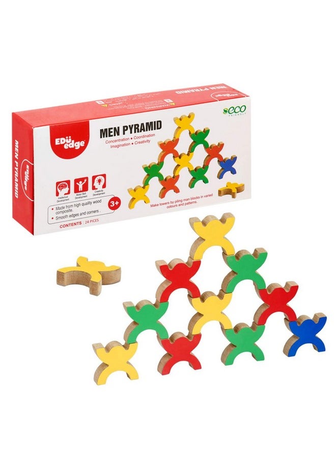 Eduedge Men Pyramid It enhances Imagination, Concentration Develops Cognitive Skill and Motor Skill. Wooden Learning Toy for Kids Above 3 Years, Preschool Activity Kit, for Baby Boys & Girls