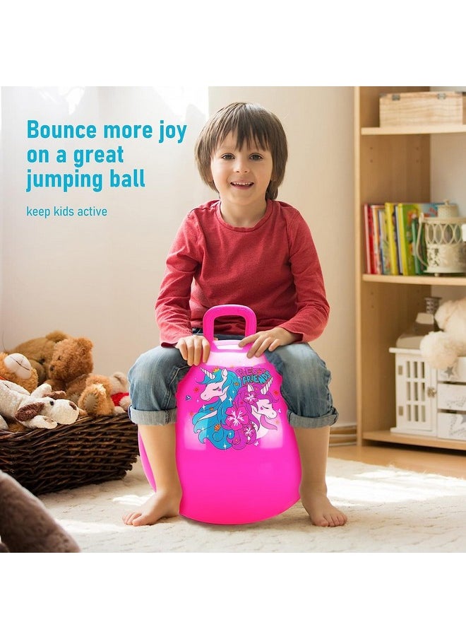 Abhsant Jumping Hopping Hop Ball for Kids with Air Pump Included for Kids Hip-Pity Bouncy Ball with Handles Playing Ball for Boys Girls Toys (Pink)