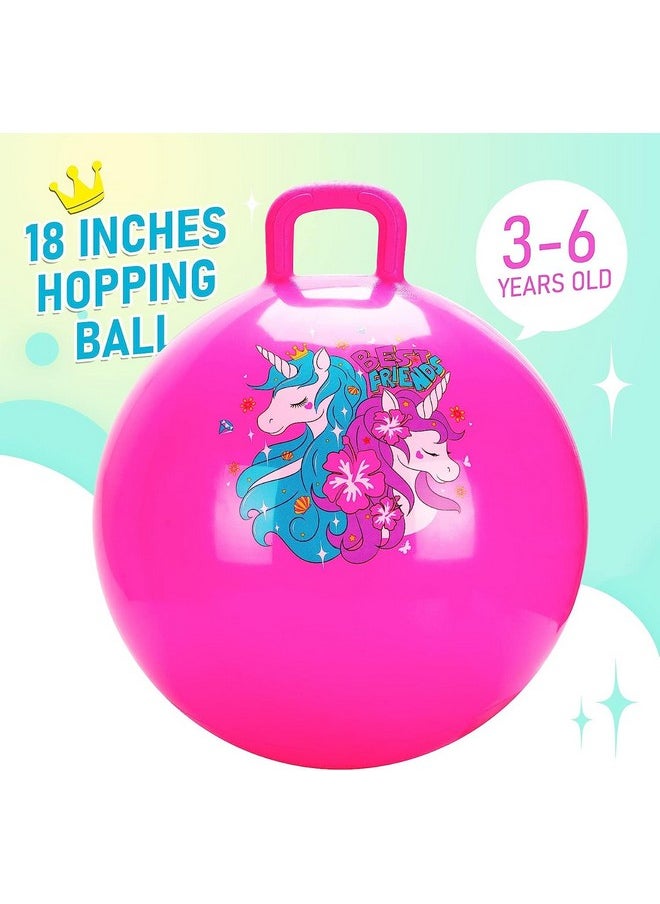 Abhsant Jumping Hopping Hop Ball for Kids with Air Pump Included for Kids Hip-Pity Bouncy Ball with Handles Playing Ball for Boys Girls Toys (Pink)