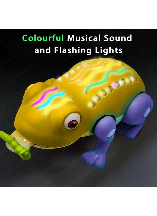 FunBlast Insects Eating Musical Frog Toy - Jumping Singing Dancing Frog Toy with Light and Sound Toy Effects for Kids, Toddlers (Multicolor) (Orange)