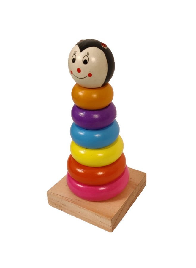 Toyshine Wooden Toy Stacker with Multiple Colorful Stacking Rings (D-Lite)