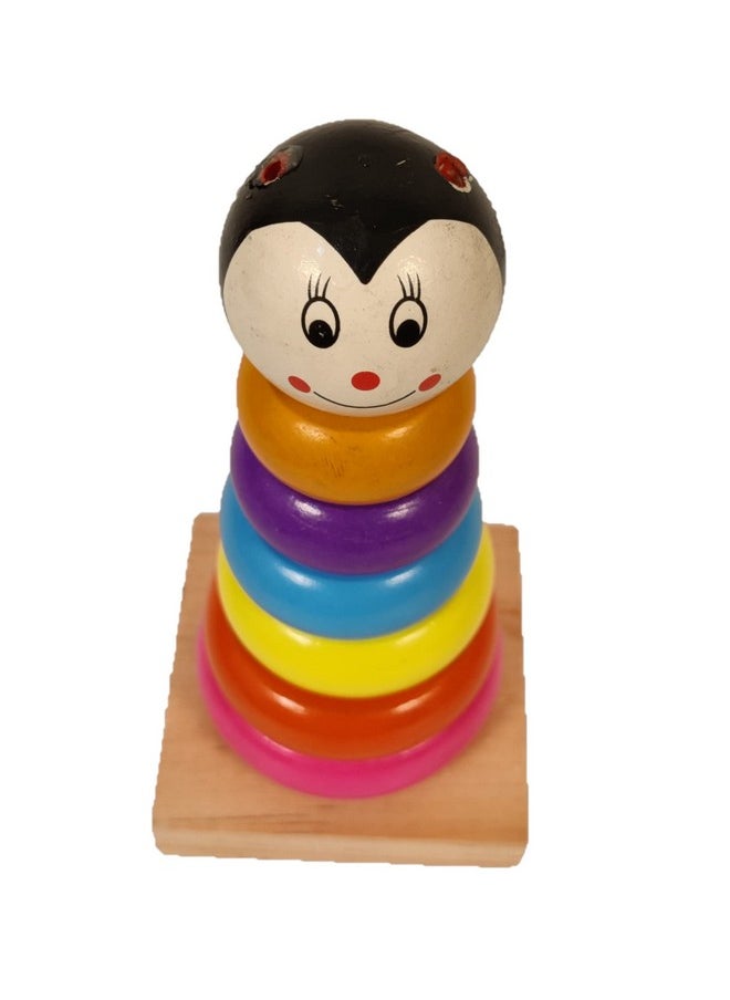 Toyshine Wooden Toy Stacker with Multiple Colorful Stacking Rings (D-Lite)