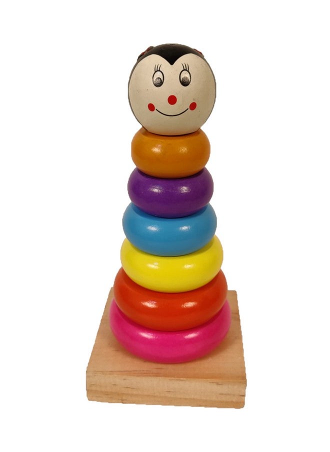 Toyshine Wooden Toy Stacker with Multiple Colorful Stacking Rings (D-Lite)