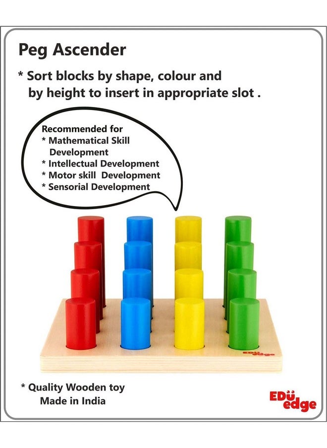 EDUEDGE Peg Ascender Enhance Motor Skill, Cognitive Skill and Mathematical Skill Wooden Learning Toy Suggested for Children Above Age of 3