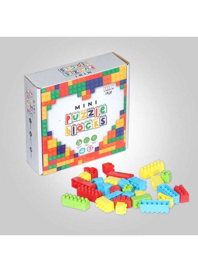 I Play Mini Block Puzzle Set of 100 Pcs for Kids | Learning and Educational Block Toy for Boy and Girls - Multicolor