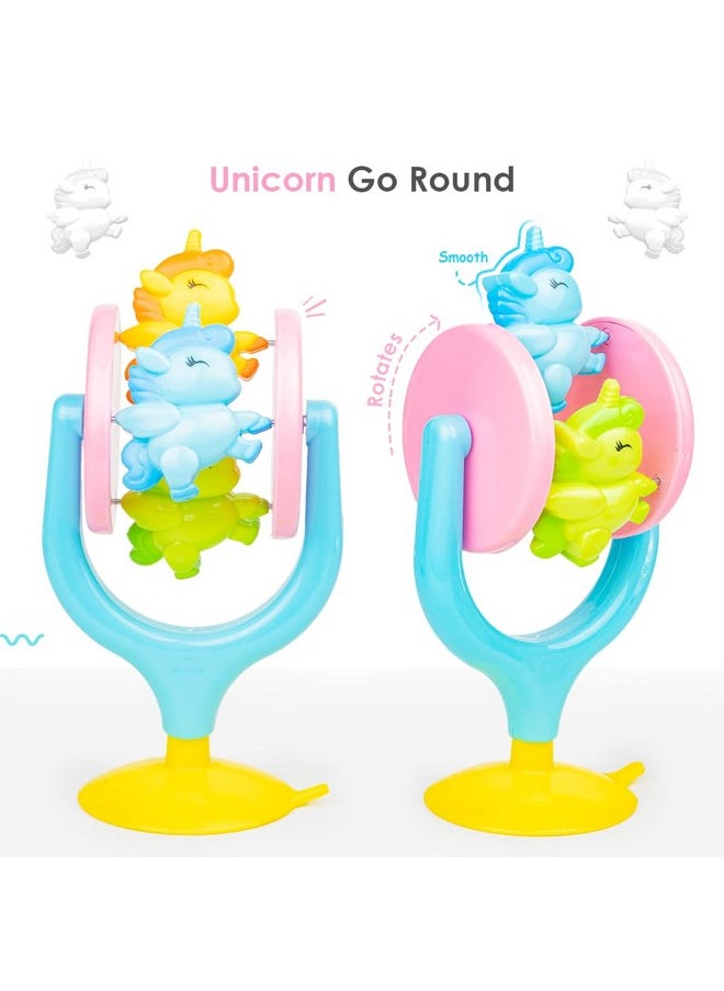 Ratna's Unicorn Go Round Highchair Spinning Merry Go Round Toy with Rattle Sound for Toddlers Kids