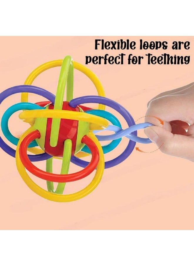 Magicwand® Sensory Baby Teether Tube Ball Loopi Toy for New Borns【100% Safe & Non-Toxic】【6 Months & Up】【Multi-Colored】【Pack of 1】