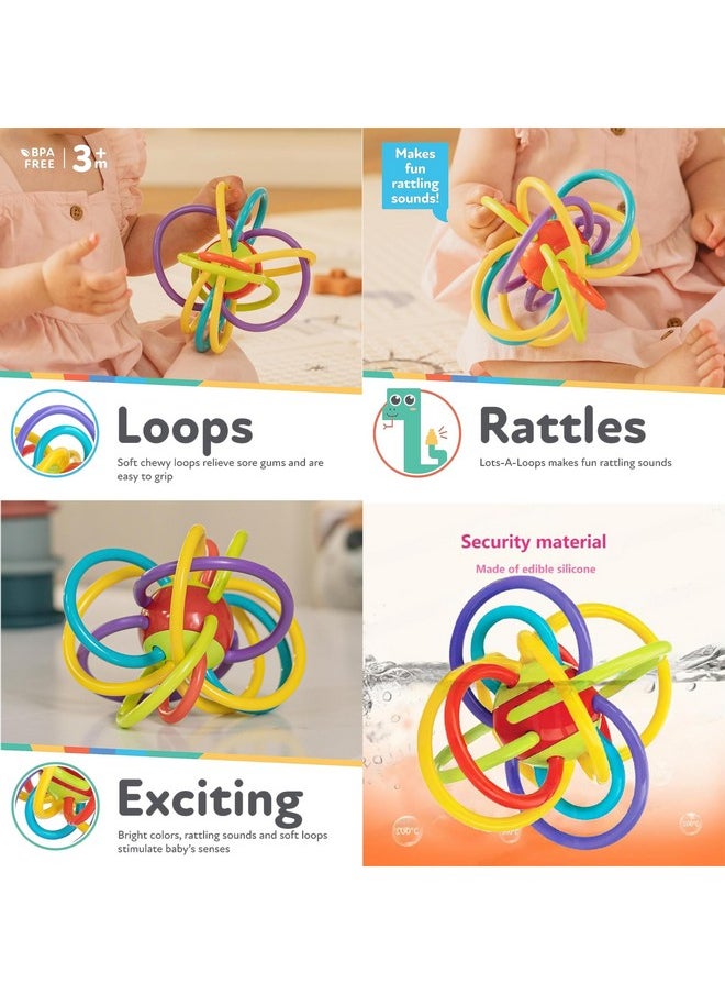 Magicwand® Sensory Baby Teether Tube Ball Loopi Toy for New Borns【100% Safe & Non-Toxic】【6 Months & Up】【Multi-Colored】【Pack of 1】