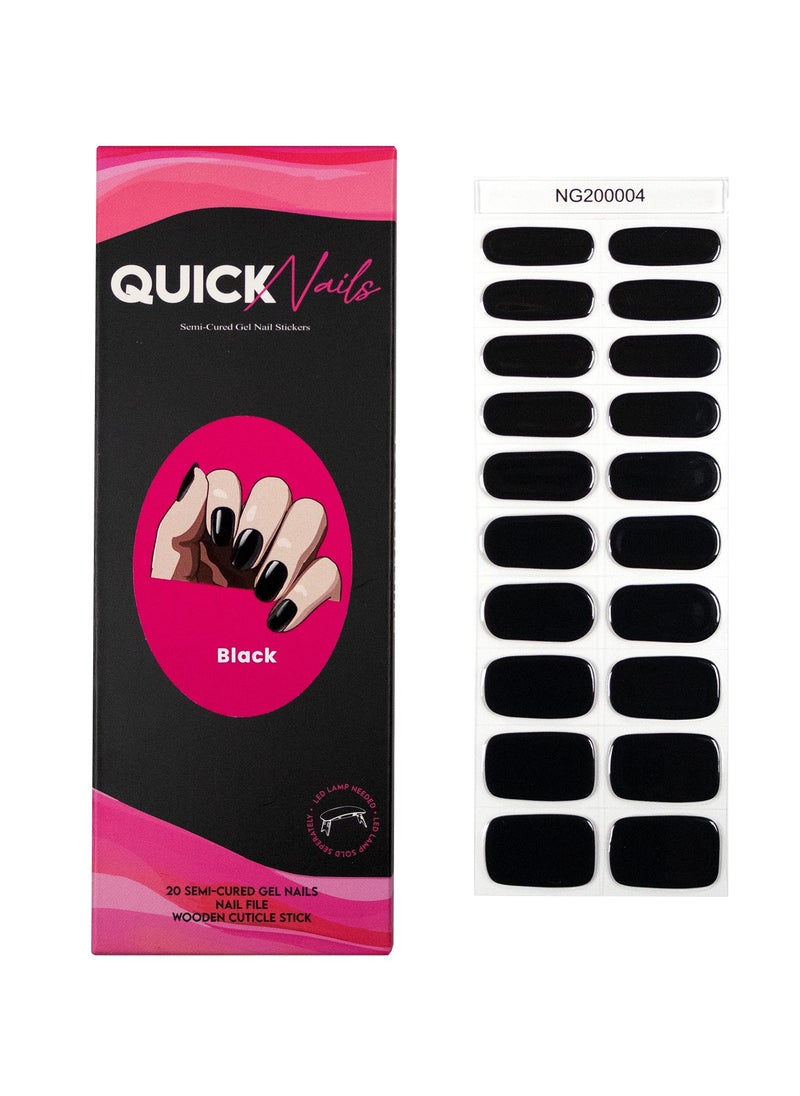 QUICK NAILS Semi-cured Gel Nail Sticker 20-pc Set Kit (UV Lamp curing required)