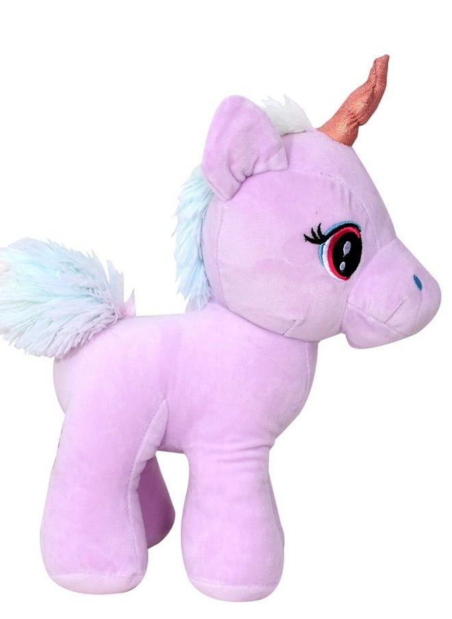 Mirada Plush Stuffed Purple Standing Unicorn Soft Toy for Girls/Kids | Floppy and Glittery with Sparkling Horn | - 29cm