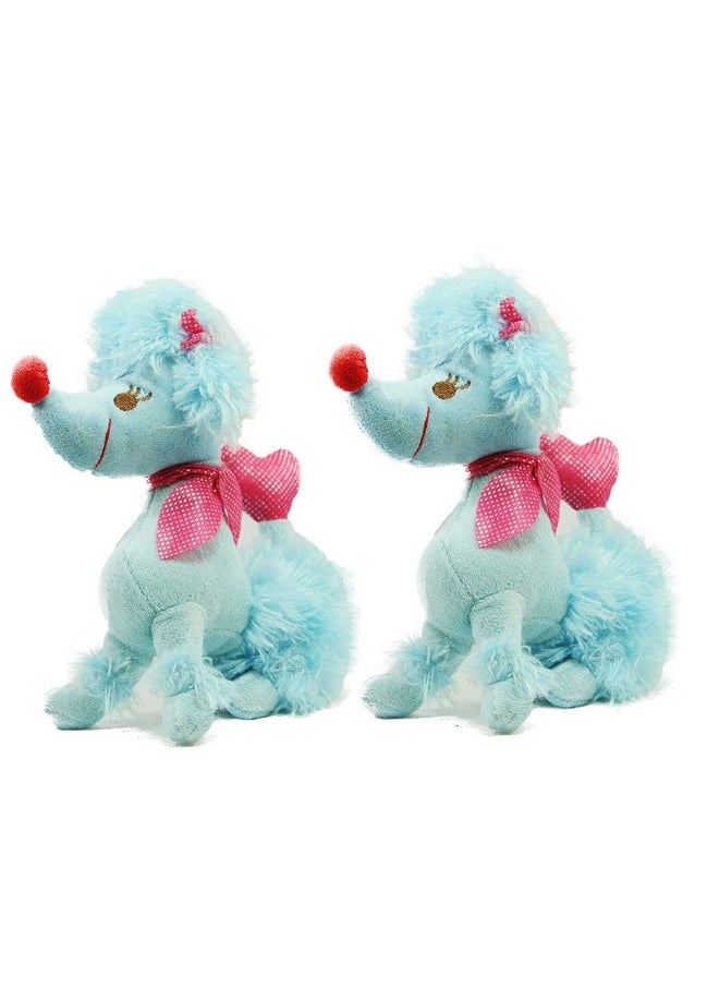 Tickles Hanging Poodle Dog with Loop Soft Stuffed Plush Animal Toy for Kids Birthday Gift (Set of 2) (Color: Blue; Size: 16 cm)