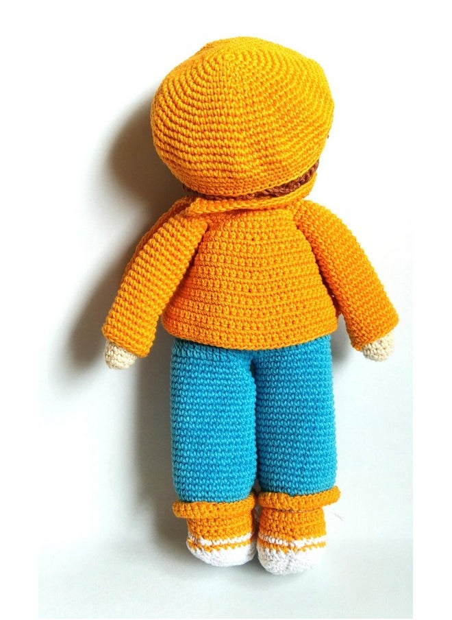 1MII Tom Soft Toy Doll 30 cms high | Handmade Crochet Amigurumi 100% Cotton Baby Safe Eco Friendly | Plush Cuddly Lovable for Babies Boys Girls Birthdays Gifts | Blue