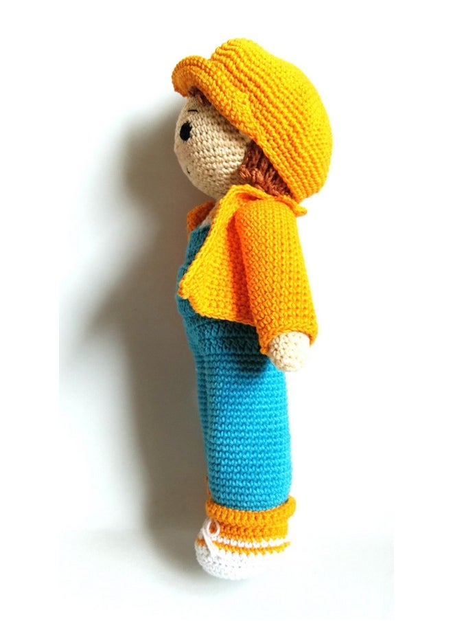 1MII Tom Soft Toy Doll 30 cms high | Handmade Crochet Amigurumi 100% Cotton Baby Safe Eco Friendly | Plush Cuddly Lovable for Babies Boys Girls Birthdays Gifts | Blue