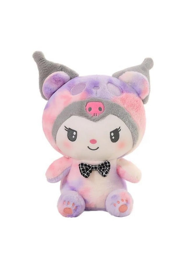 SCOOBA Kawaii Kuromee 45cm Soft Plush Toy with Bow Tie, Pink and Purple