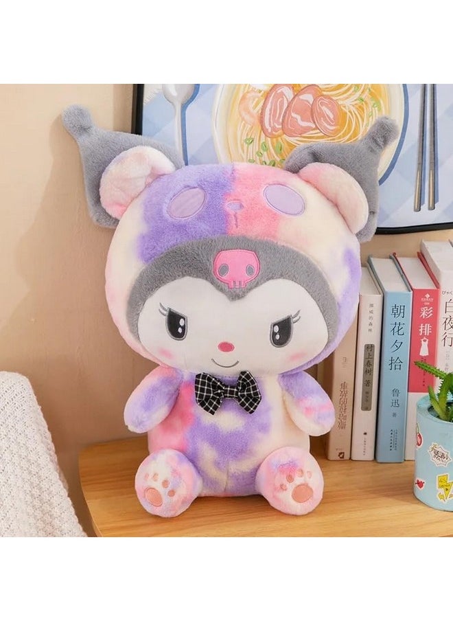 SCOOBA Kawaii Kuromee 45cm Soft Plush Toy with Bow Tie, Pink and Purple