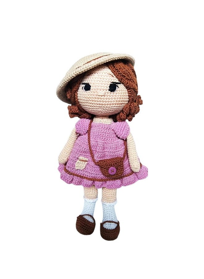 1MII MONICA Soft Toy Doll 30 cms high | Handmade Crochet Amigurumi 100% Cotton Baby safe Eco Friendly | Plush Cuddly Lovable for Babies girls boys Birthdays Gifts | Pink