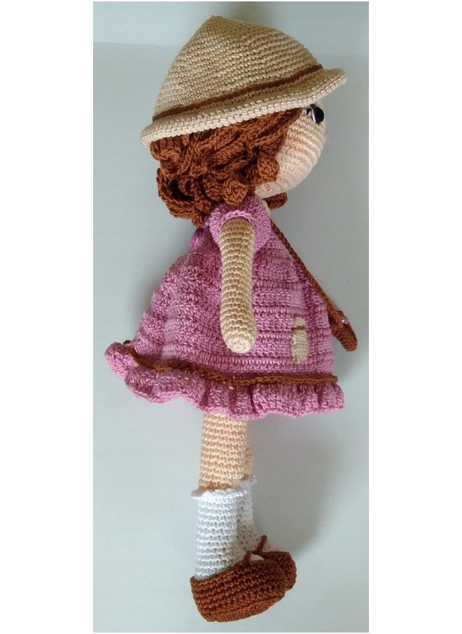 1MII MONICA Soft Toy Doll 30 cms high | Handmade Crochet Amigurumi 100% Cotton Baby safe Eco Friendly | Plush Cuddly Lovable for Babies girls boys Birthdays Gifts | Pink