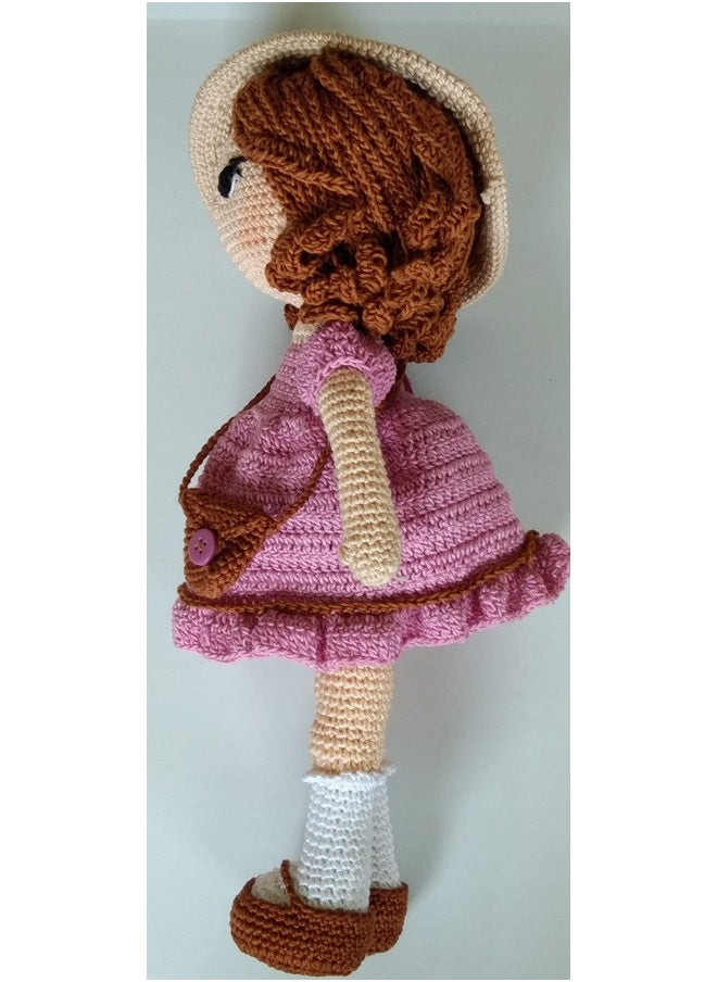 1MII MONICA Soft Toy Doll 30 cms high | Handmade Crochet Amigurumi 100% Cotton Baby safe Eco Friendly | Plush Cuddly Lovable for Babies girls boys Birthdays Gifts | Pink