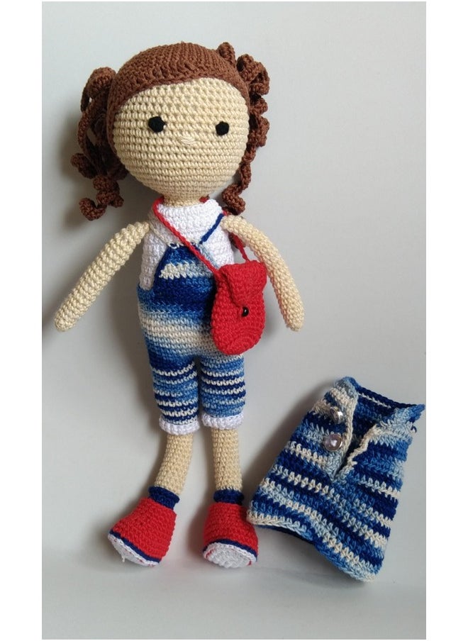 1MII LUCY Soft Toy Doll 30 cms high | Handmade Crochet Amigurumi 100% Cotton Baby Safe Eco Friendly | Plush Cuddly Lovable for Babies Girls Boys Birthdays Gifts | Blue
