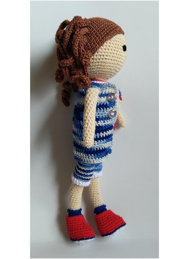 1MII LUCY Soft Toy Doll 30 cms high | Handmade Crochet Amigurumi 100% Cotton Baby Safe Eco Friendly | Plush Cuddly Lovable for Babies Girls Boys Birthdays Gifts | Blue