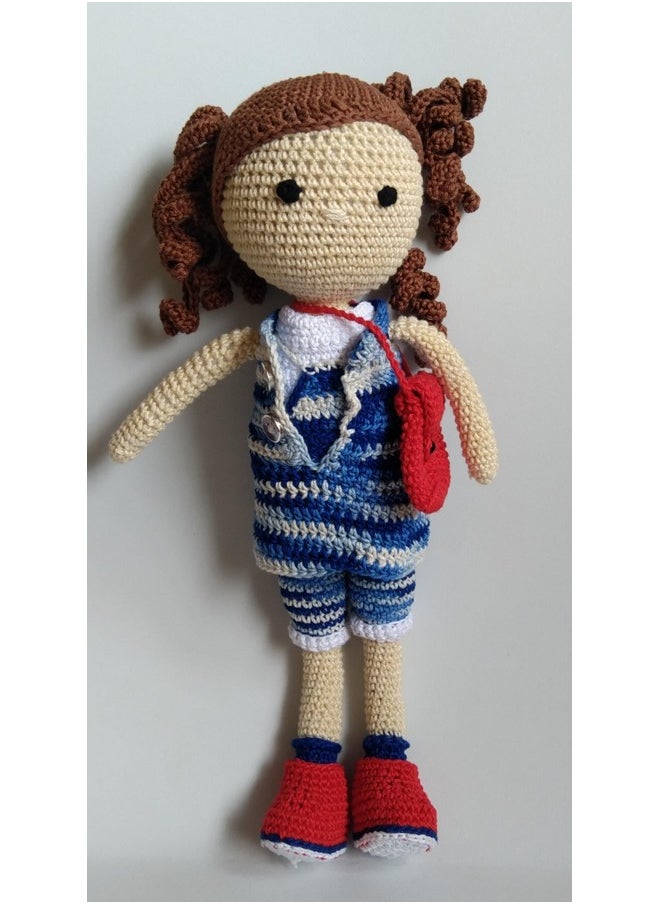 1MII LUCY Soft Toy Doll 30 cms high | Handmade Crochet Amigurumi 100% Cotton Baby Safe Eco Friendly | Plush Cuddly Lovable for Babies Girls Boys Birthdays Gifts | Blue