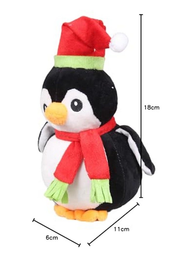 Tickles Cute Small Christmas Penguin Plush Animal Soft Toy Soft Stuffed for Kids Room (Color: Black Size:18 cm)