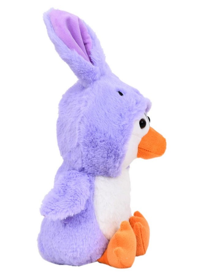 Mirada Cute Purple Penguin Soft Toy for Girls/Kids | Bunny/Rabbit Huggable Hoodie Penguin Soft Toy | Stuffed Plush Animal | - 23cm