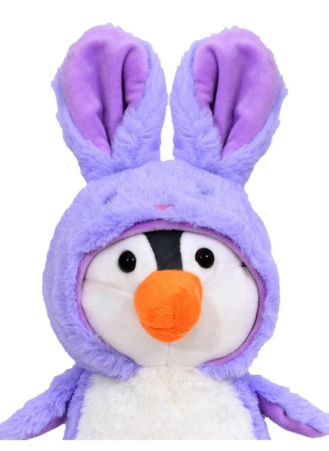 Mirada Cute Purple Penguin Soft Toy for Girls/Kids | Bunny/Rabbit Huggable Hoodie Penguin Soft Toy | Stuffed Plush Animal | - 23cm