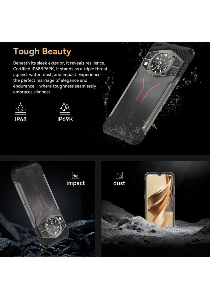 CUBOT Kingkong AX Outdoor Mobile Phone Android 14 - Outdoor Smartphone Without Contract, 24GB + 256GB/1TB Construction Site Mobile Phone, 100MP Smartphone, 6.58 Inch FHD + 120Hz, 1.32 Inch Back