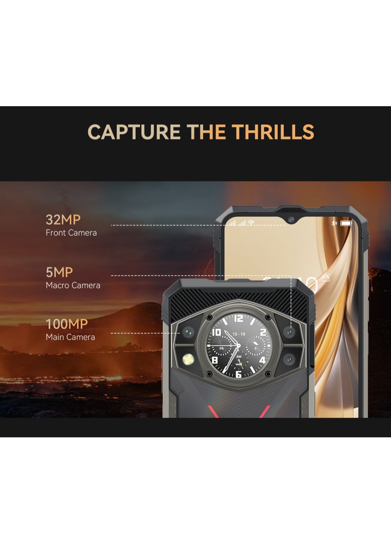 CUBOT Kingkong AX Outdoor Mobile Phone Android 14 - Outdoor Smartphone Without Contract, 24GB + 256GB/1TB Construction Site Mobile Phone, 100MP Smartphone, 6.58 Inch FHD + 120Hz, 1.32 Inch Back