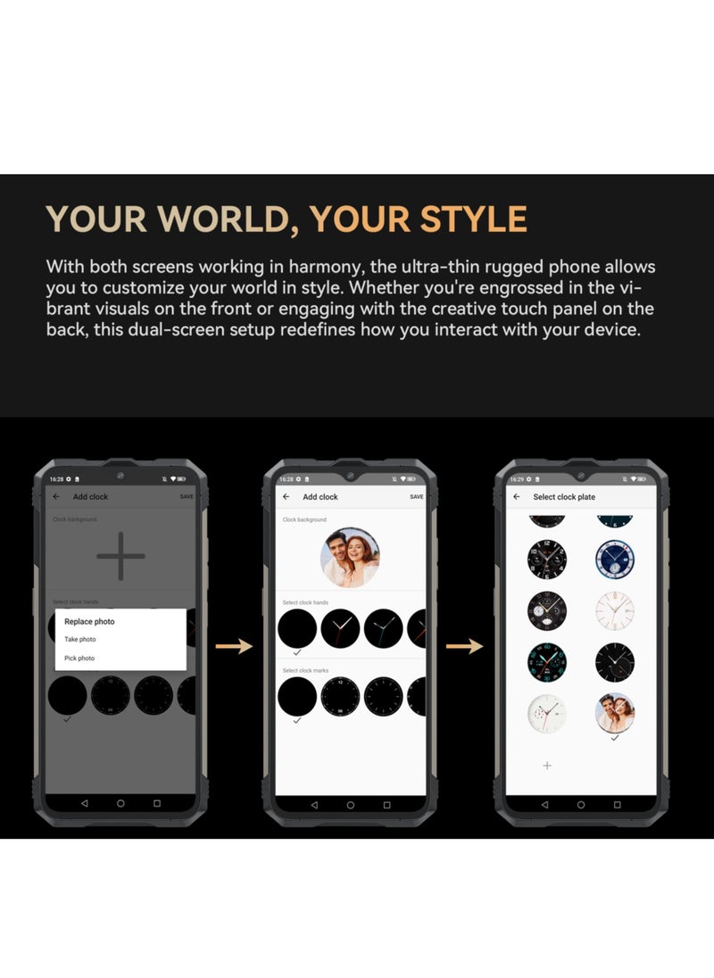 CUBOT Kingkong AX Outdoor Mobile Phone Android 14 - Outdoor Smartphone Without Contract, 24GB + 256GB/1TB Construction Site Mobile Phone, 100MP Smartphone, 6.58 Inch FHD + 120Hz, 1.32 Inch Back