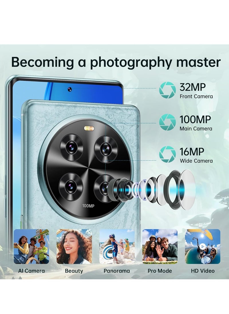 HAFURY Meet Smartphone 24GB + 256GB/1TB, Mobile Phone, Android 13 G99, 6.67 Inch AMOLED Display (120Hz), 100MP, 5100mAh, Simlock-Free Mobile Phone 4G Dual