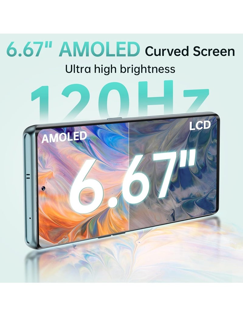 HAFURY Meet Smartphone 24GB + 256GB/1TB, Mobile Phone, Android 13 G99, 6.67 Inch AMOLED Display (120Hz), 100MP, 5100mAh, Simlock-Free Mobile Phone 4G Dual
