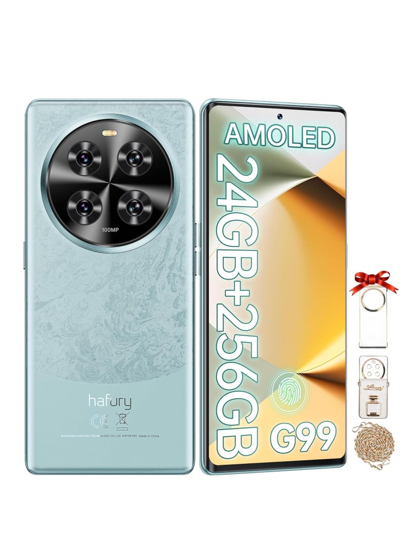 HAFURY Meet Smartphone 24GB + 256GB/1TB, Mobile Phone, Android 13 G99, 6.67 Inch AMOLED Display (120Hz), 100MP, 5100mAh, Simlock-Free Mobile Phone 4G Dual
