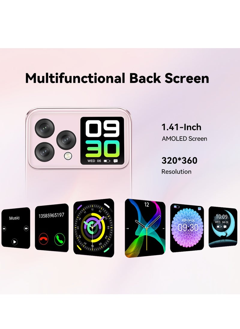 Hafury V1 smartphone Android, 16GB RAM (8GB+8GB), 256GB ROM (supports 1TB expansion), dual screen, 64MP camera, 32MP selfie camera, NFC, global version, 4G smartphone Android, Black with Gift Covers , beautiful women's phone, best gift