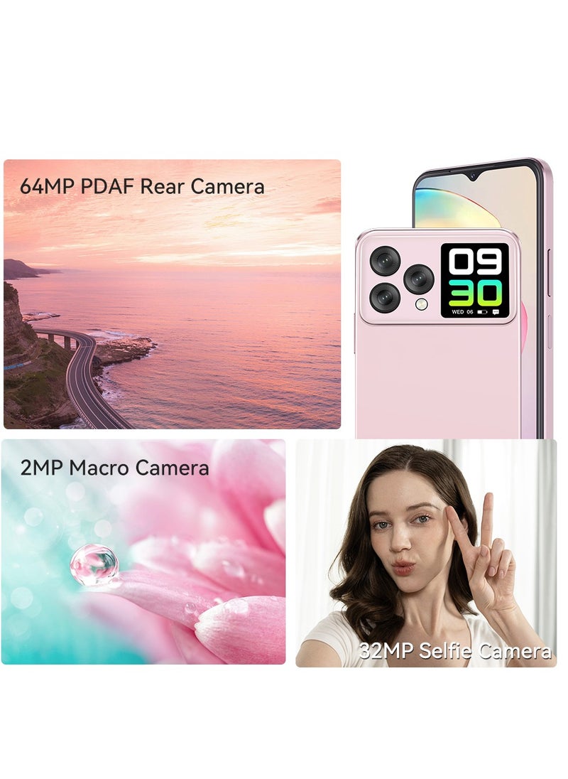 Hafury V1 smartphone Android, 16GB RAM (8GB+8GB), 256GB ROM (supports 1TB expansion), dual screen, 64MP camera, 32MP selfie camera, NFC, global version, 4G smartphone Android, Black with Gift Covers , beautiful women's phone, best gift