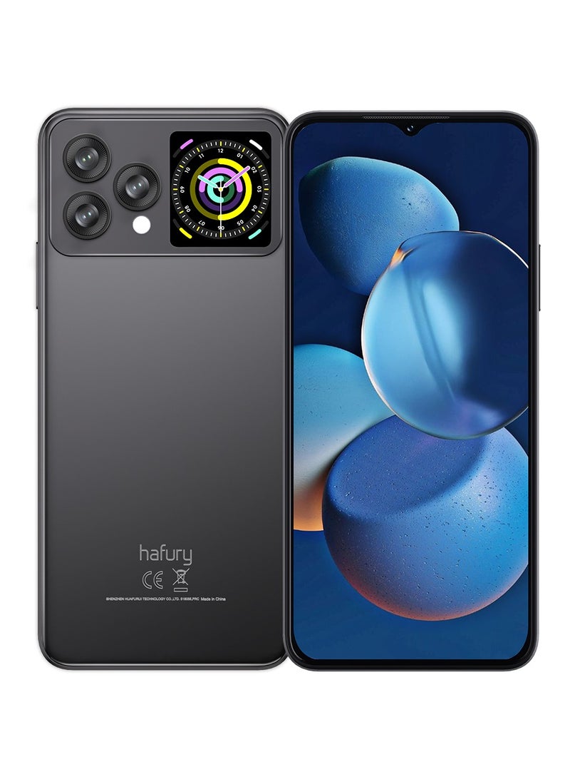 Hafury V1 smartphone Android, 16GB RAM (8GB+8GB), 256GB ROM (supports 1TB expansion), dual screen, 64MP camera, 32MP selfie camera, NFC, global version, 4G smartphone Android, Black with Gift Covers , beautiful women's phone, best gift