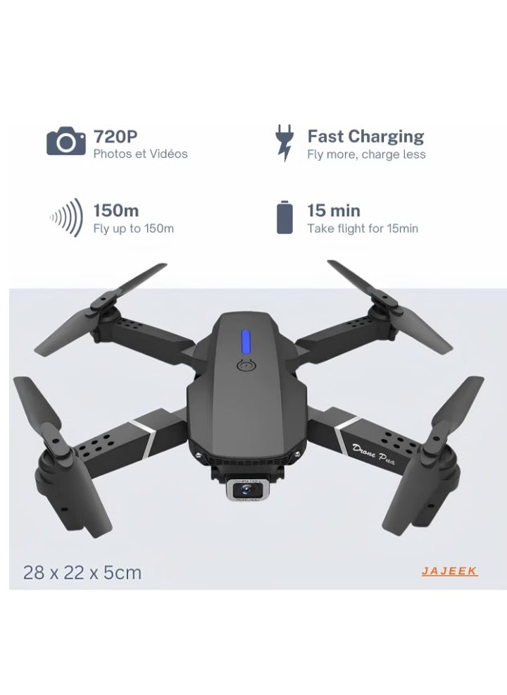 E88 Drone with HD Camera – Black Screen on Remote Control, WiFi Live Photo & Video, Foldable Design for Easy Transport, Perfect for Kids & Adults