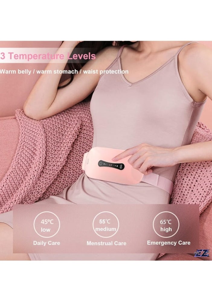 Menstrual Heating Pad, 3-Level Adjustable Temperature Electric Period Heating Belt, Portable Waist & Belly Pain Relief Heating Belt for Women & Girls, Pink