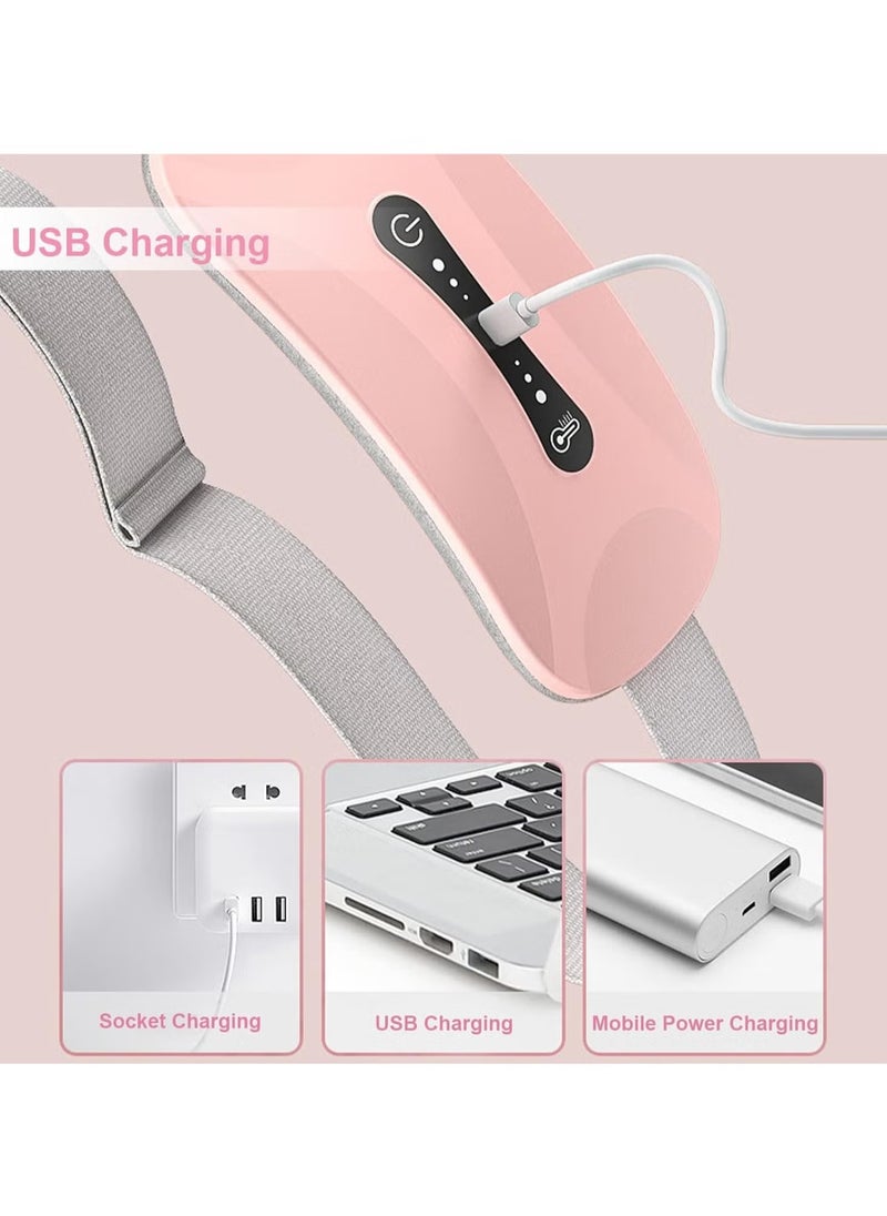 Menstrual Heating Pad, 3-Level Adjustable Temperature Electric Period Heating Belt, Portable Waist & Belly Pain Relief Heating Belt for Women & Girls, Pink