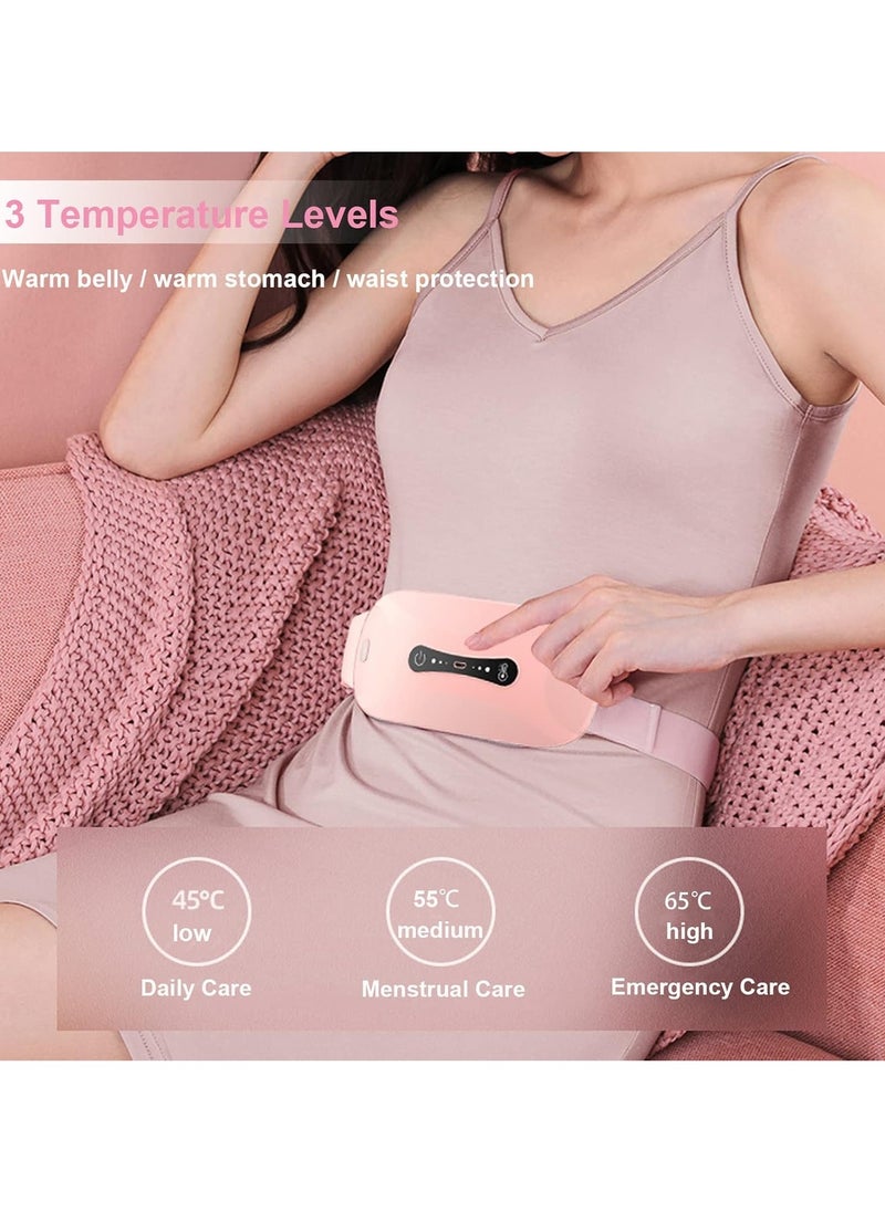 Menstrual Heating Pad, 3 Levels Adjustable Temperature Electric Period Heating Belt, Portable Waist Back or Belly Pain Relief Heating Belt for Women Girl(Pink)